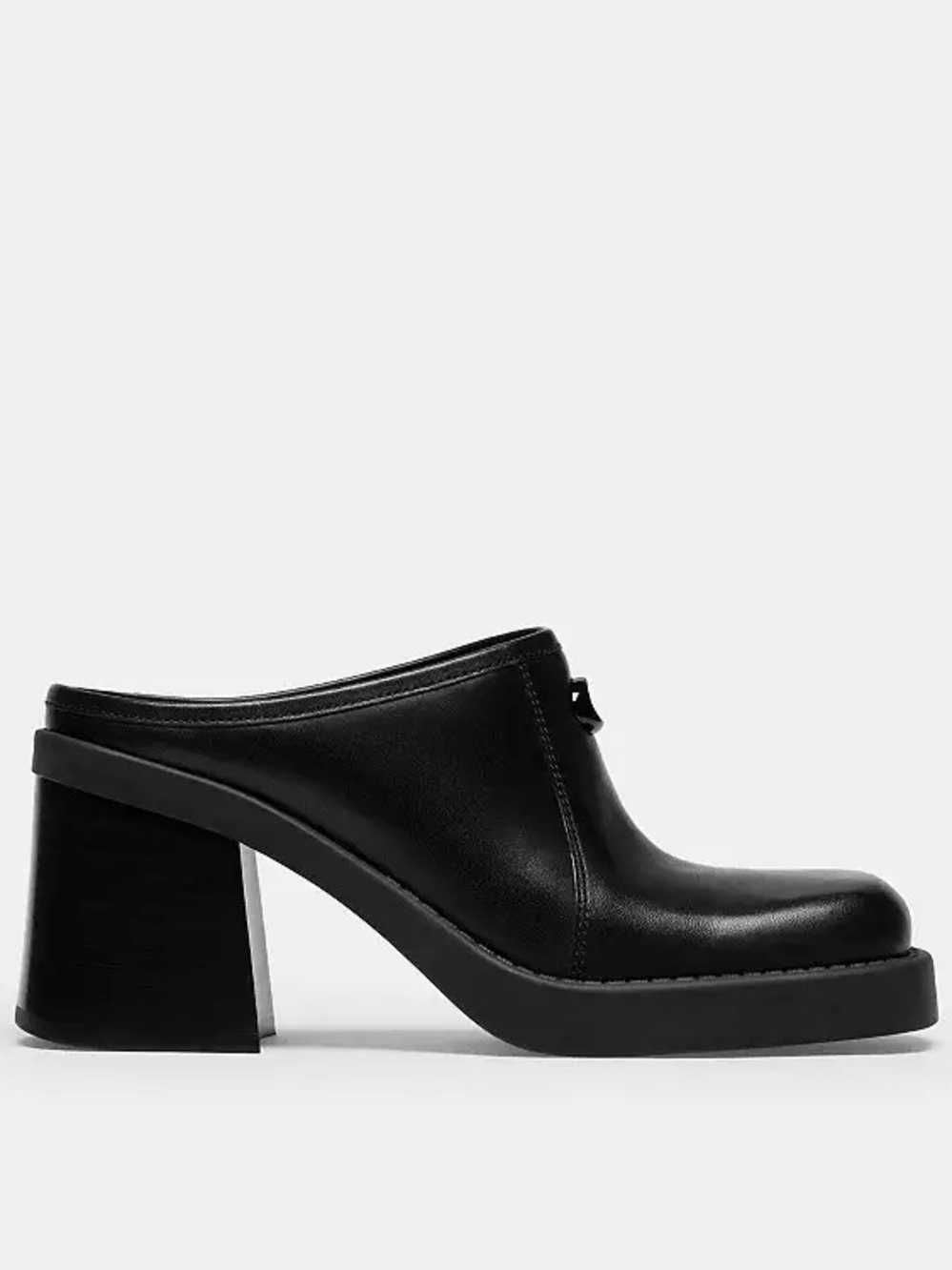 NEW! Coach Black Leather Block-Heel Mule
